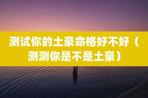 测试你的土豪命格好不好(测测你是不是土豪)