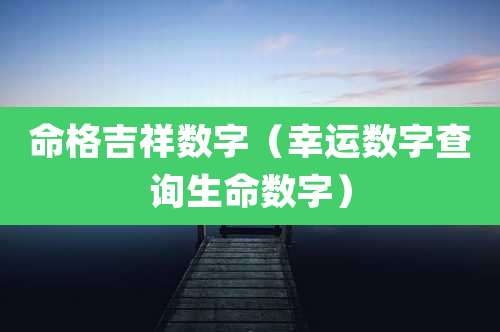 命格吉祥数字(幸运数字查询生命数字)