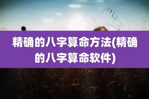 精确的八字算命方法(精确的八字算命软件)