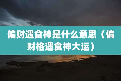 偏财遇食神是什么意思(偏财格遇食神大运)