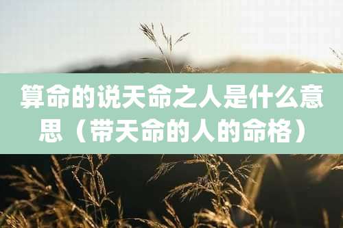 算命的说天命之人是什么意思(带天命的人的命格)