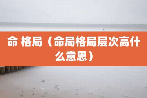 命 格局(命局格局层次高什么意思)