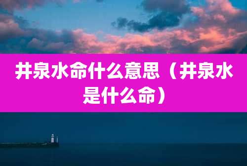 井泉水命什么意思(井泉水是什么命)