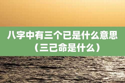 八字中有三个已是什么意思(三己命是什么)