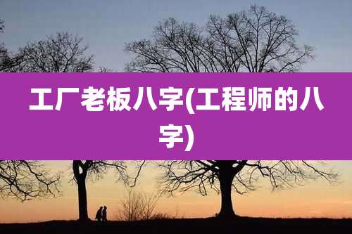 工厂老板八字(工程师的八字)