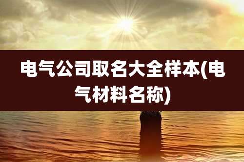 电气公司取名大全样本(电气材料名称)