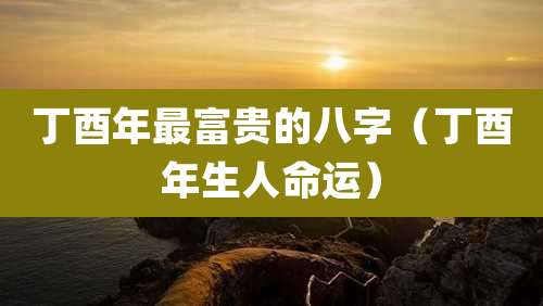 丁酉年最富贵的八字(丁酉年生人命运)