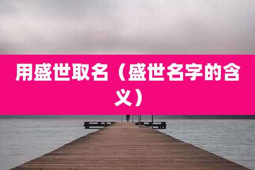 用盛世取名(盛世名字的含义)