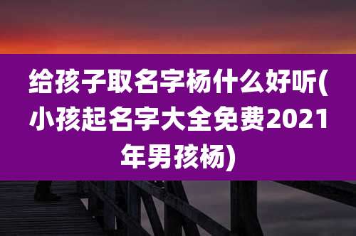 给孩子取名字杨什么好听(小孩起名字大全免费2021年男孩杨)