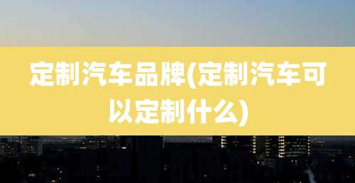 定制汽车品牌(定制汽车可以定制什么)