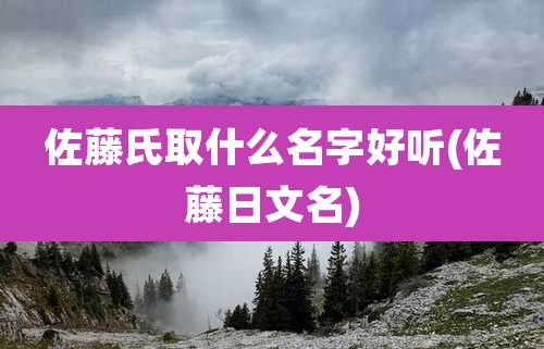 佐藤氏取什么名字好听(佐藤日文名)