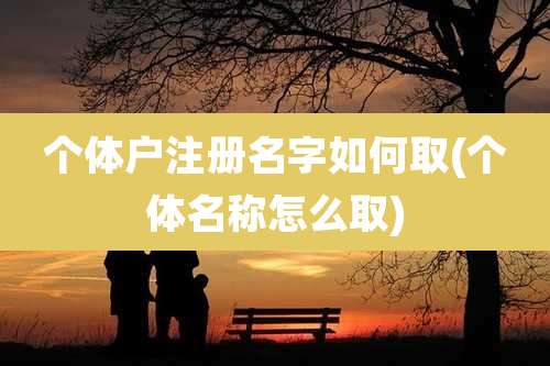 个体户注册名字如何取(个体名称怎么取)