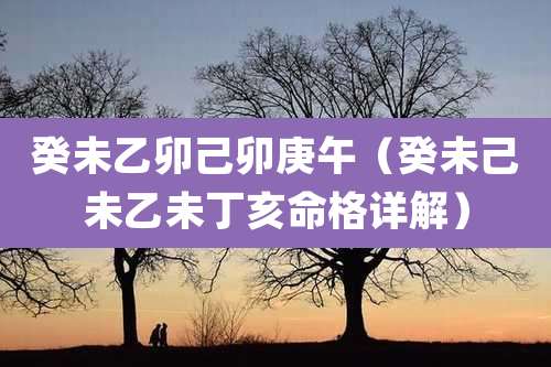 癸未乙卯己卯庚午（癸未己未乙未丁亥命格详解）