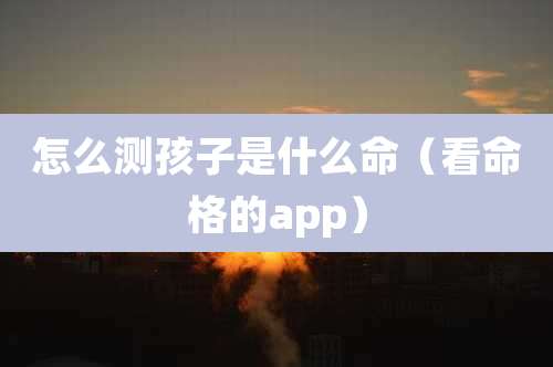 怎么测孩子是什么命（看命格的app）