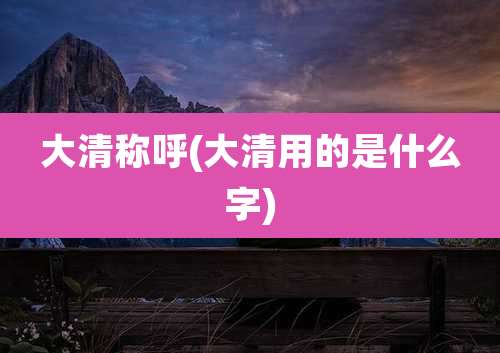 大清称呼(大清用的是什么字)