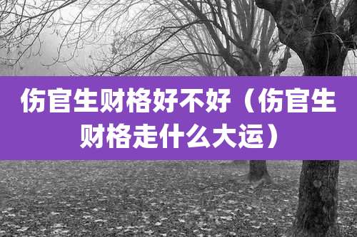 伤官生财格好不好（伤官生财格走什么大运）