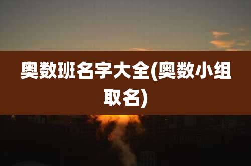 奥数班名字大全(奥数小组取名)