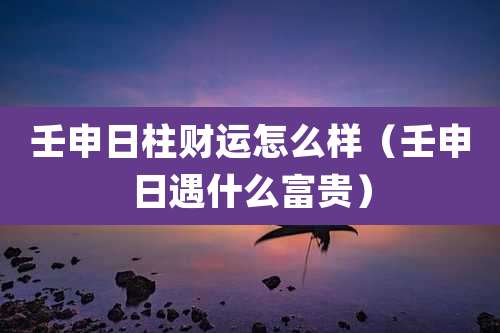 壬申日柱财运怎么样(壬申日遇什么富贵)