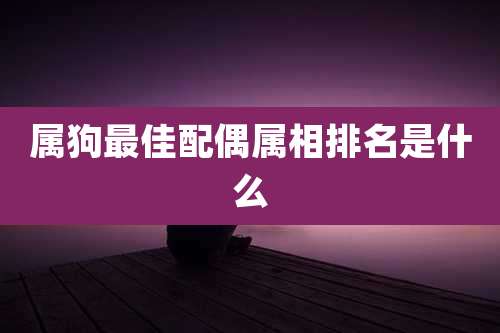 属狗最佳配偶属相排名是什么