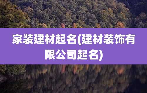 家装建材起名(建材装饰有限公司起名)