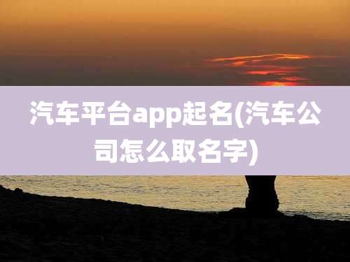汽车平台app起名(汽车公司怎么取名字)