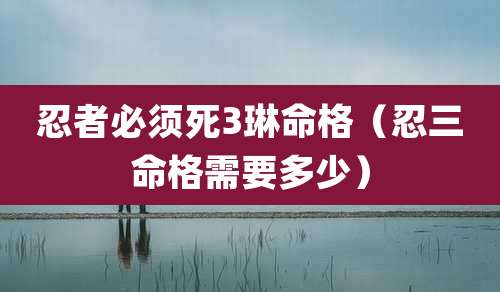忍者必须死3琳命格（忍三命格需要多少）