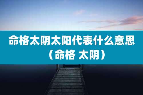 命格太阴太阳代表什么意思（命格 太阴）