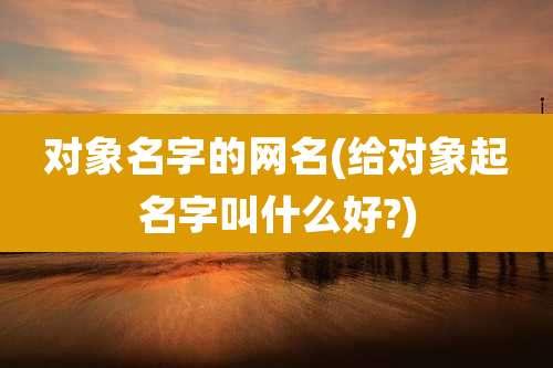 对象名字的网名(给对象起名字叫什么好?)