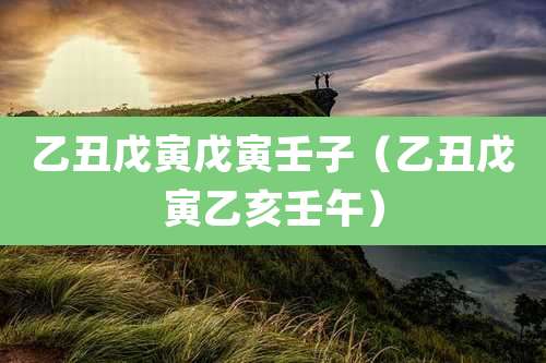 乙丑戊寅戊寅壬子（乙丑戊寅乙亥壬午）