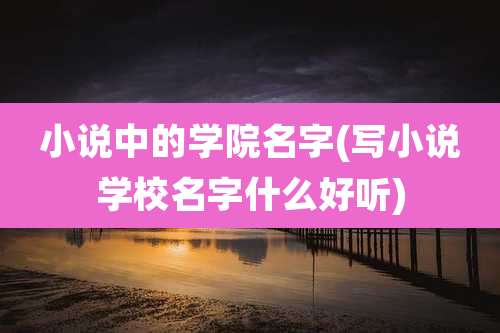 小说中的学院名字(写小说学校名字什么好听)