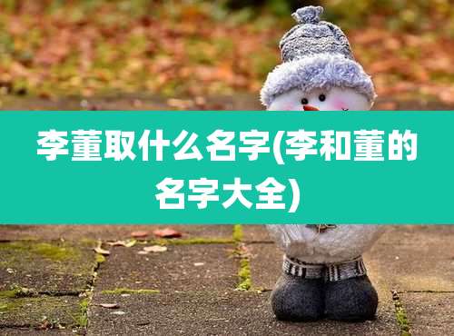 李董取什么名字(李和董的名字大全)