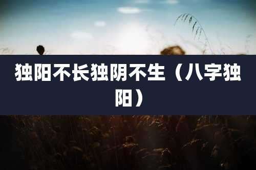 独阳不长独阴不生（八字独阳）