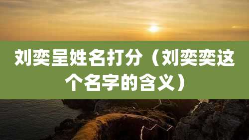 刘奕呈姓名打分(刘奕奕这个名字的含义)