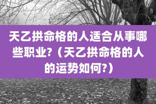 天乙拱命格的人适合从事哪些职业?（天乙拱命格的人的运势如何?）