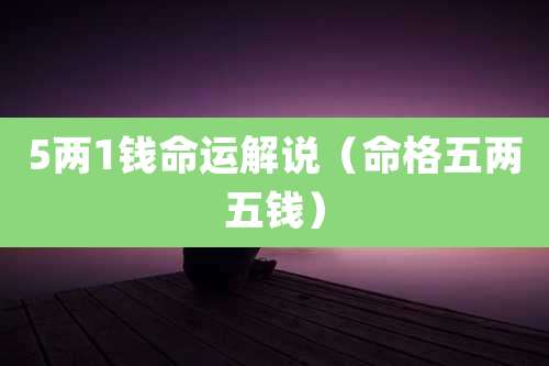 5两1钱命运解说（命格五两五钱）