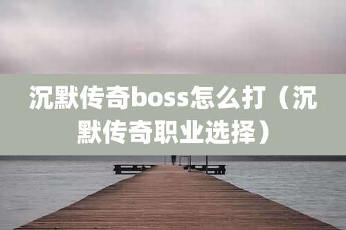 沉默传奇boss怎么打（沉默传奇职业选择）