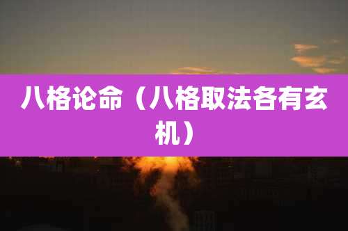 八格论命（八格取法各有玄机）