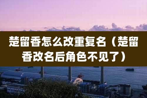 楚留香怎么改重复名（楚留香改名后角色不见了）