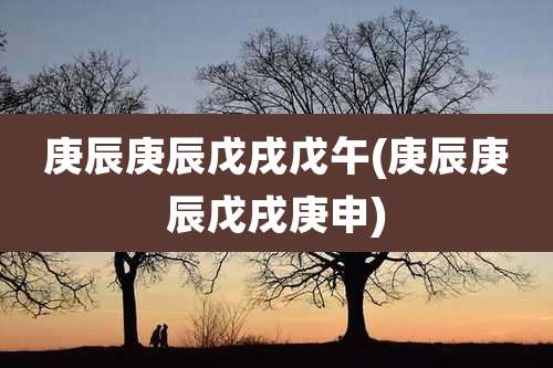 庚辰庚辰戊戌戊午(庚辰庚辰戊戌庚申)