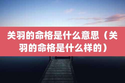 关羽的命格是什么意思(关羽的命格是什么样的)
