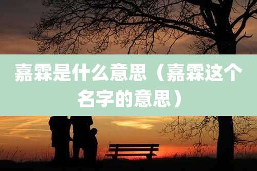 嘉霖是什么意思（嘉霖这个名字的意思）