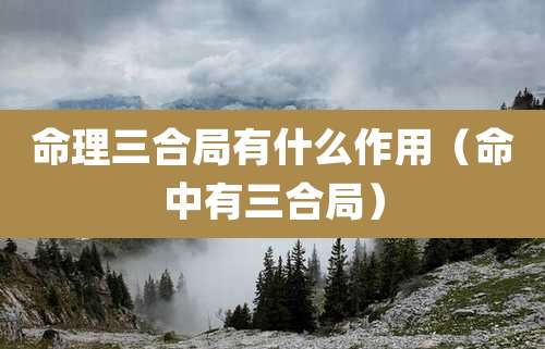 命理三合局有什么作用（命中有三合局）