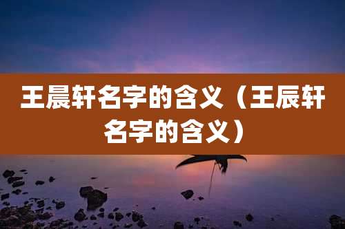王晨轩名字的含义（王辰轩名字的含义）