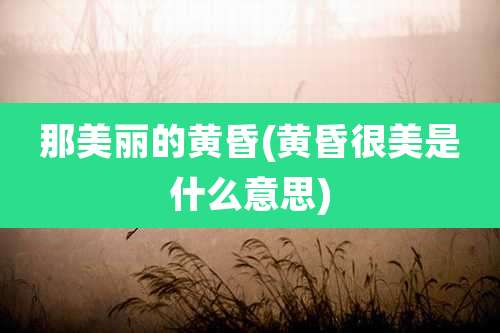 那美丽的黄昏(黄昏很美是什么意思)