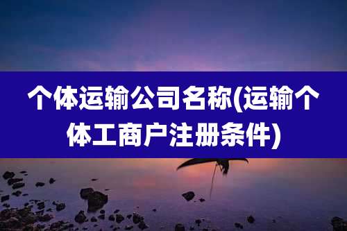 个体运输公司名称(运输个体工商户注册条件)