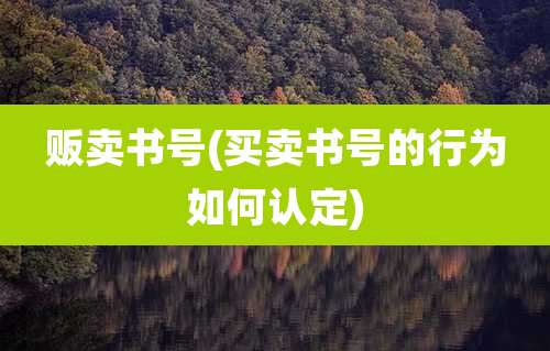 贩卖书号(买卖书号的行为如何认定)