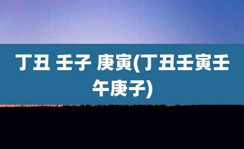 丁丑 壬子 庚寅(丁丑壬寅壬午庚子)