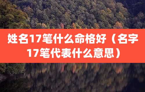 姓名17笔什么命格好(名字17笔代表什么意思)