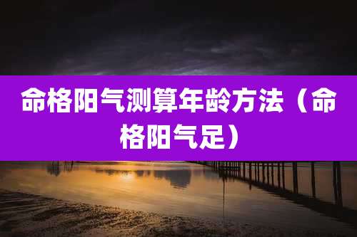 命格阳气测算年龄方法（命格阳气足）