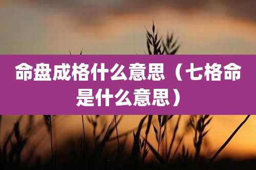 命盘成格什么意思（七格命是什么意思）